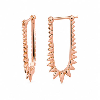 Spike Collection: 14K Gold Spike Huggie Hoop Earrings, Large Size