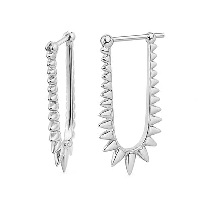Spike Collection: 14K Gold Spike Huggie Hoop Earrings, Large Size