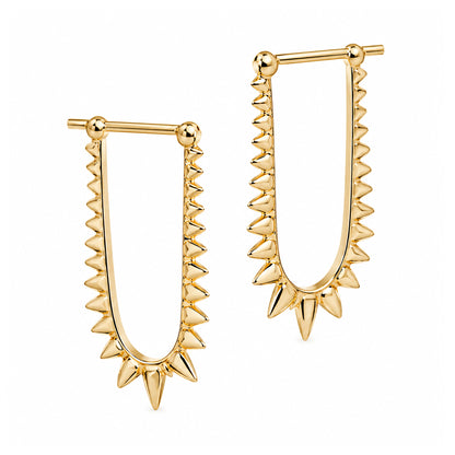 Spike Collection: 14K Gold Spike Huggie Hoop Earrings, Large Size