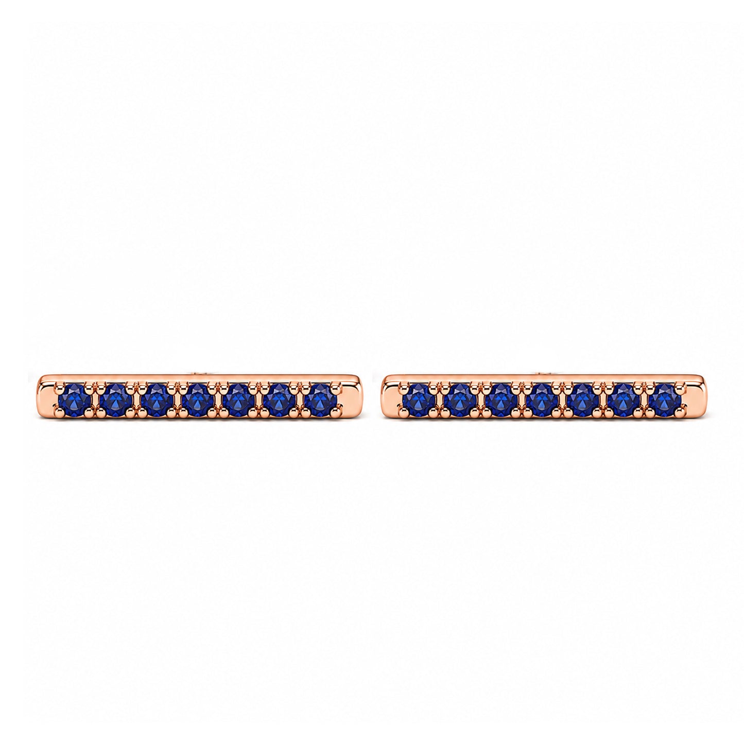 14K Gold Large Pavé Sapphire Bar Stud Earrings