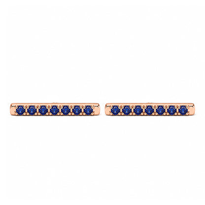 14K Gold Large Pavé Sapphire Bar Stud Earrings