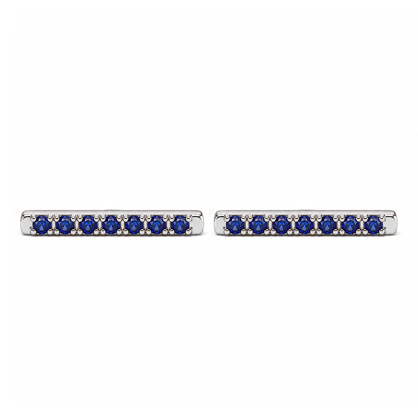 14K Gold Large Pavé Sapphire Bar Stud Earrings