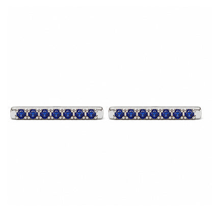 14K Gold Large Pavé Sapphire Bar Stud Earrings