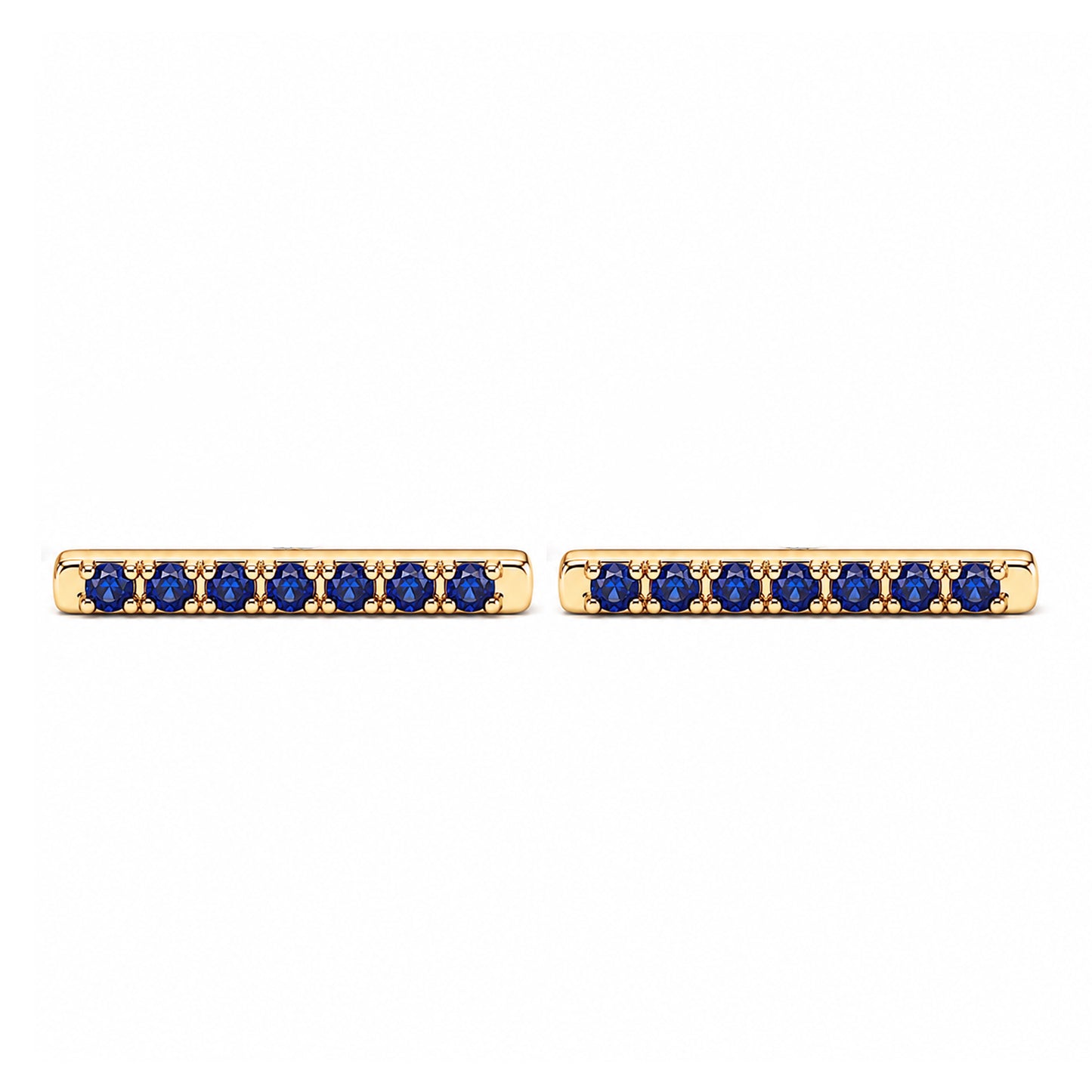 14K Gold Large Pavé Sapphire Bar Stud Earrings