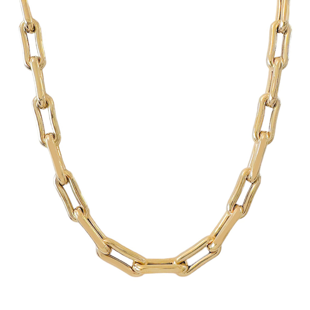 14K Gold Thick Oval Bone Link Chain Necklace