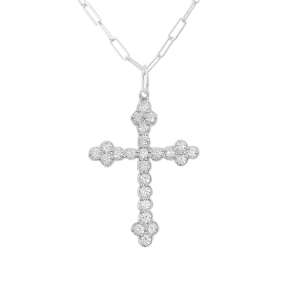 14K Gold Diamond Gothic Trinity Cross Necklace ~ Large Size