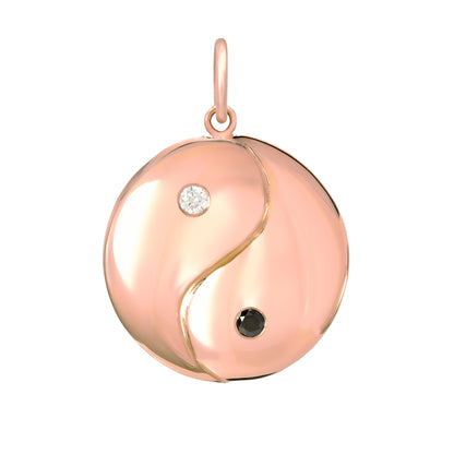 14K Gold Diamond Yin Yang Charm Pendant ~ Large Size