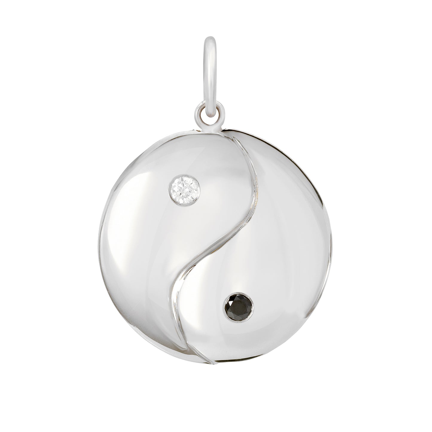 14K Gold Diamond Yin Yang Charm Pendant ~ Large Size