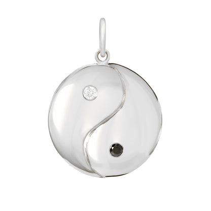 14K Gold Diamond Yin Yang Charm Pendant ~ Large Size