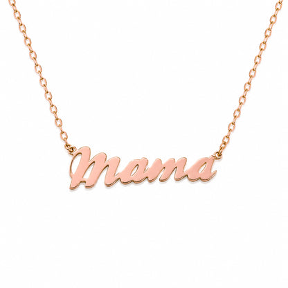 14K Gold 'Mama' Charm Necklace ~ Script Font
