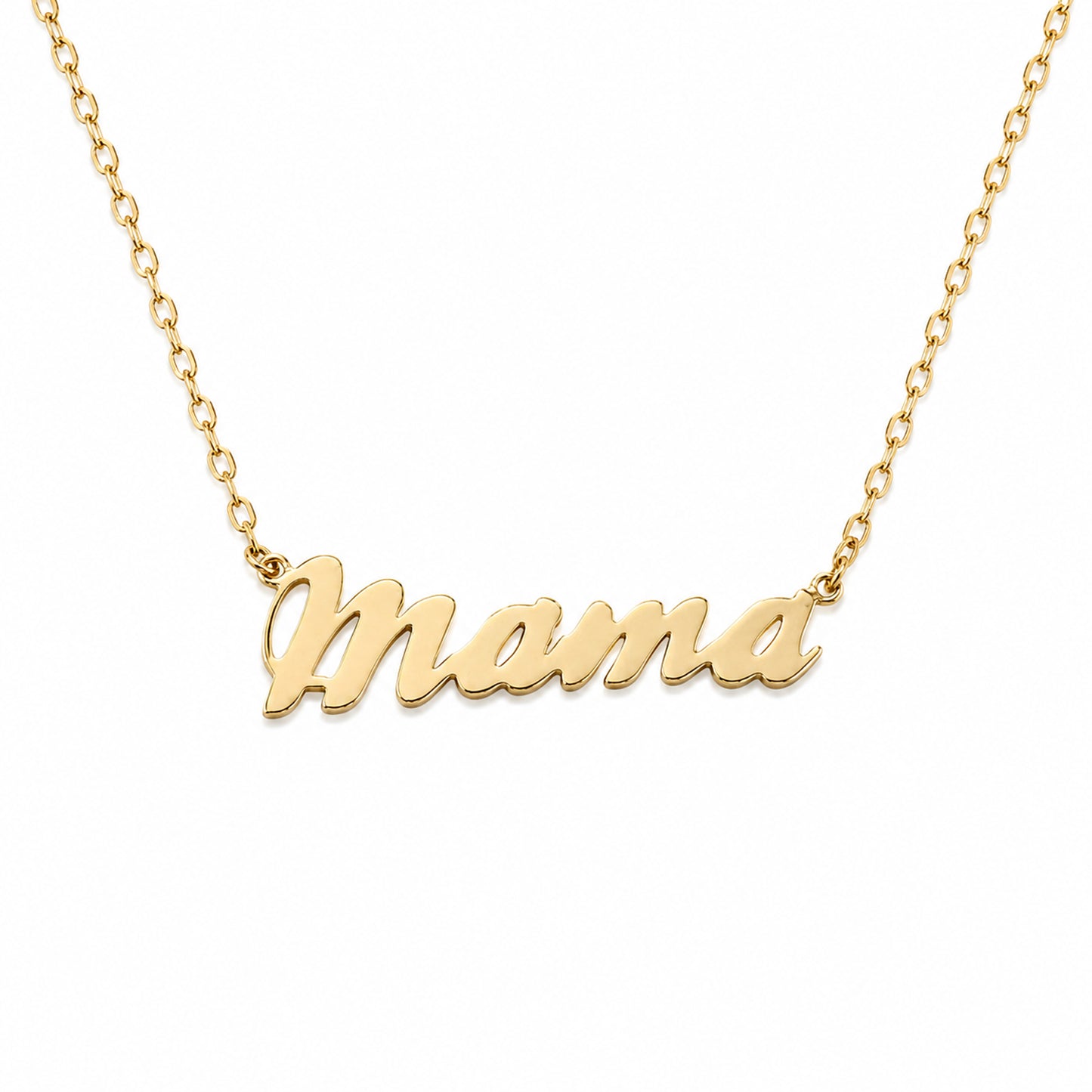 14K Gold 'Mama' Charm Necklace ~ Script Font