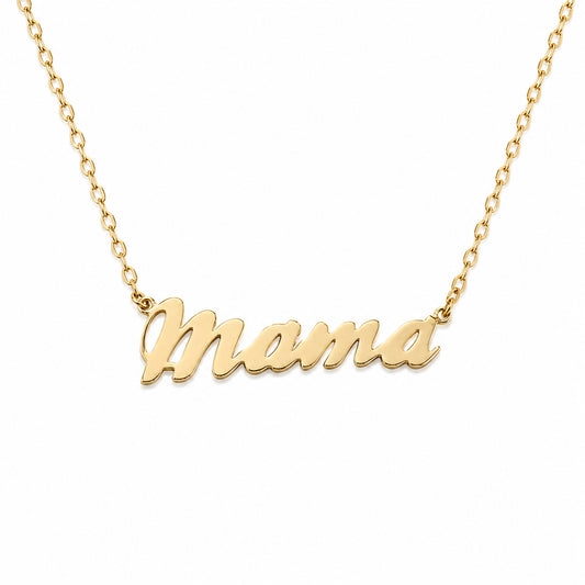 14K Gold 'Mama' Charm Necklace ~ Script Font
