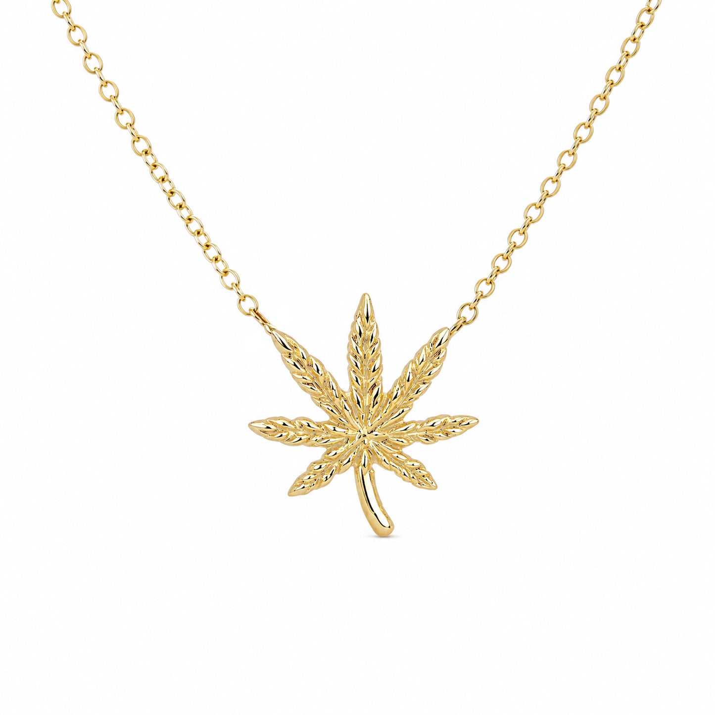 14K Gold Marijuana Leaf Necklace