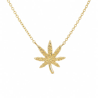 14K Gold Marijuana Leaf Necklace