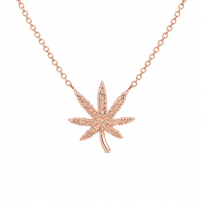 14K Gold Marijuana Leaf Necklace