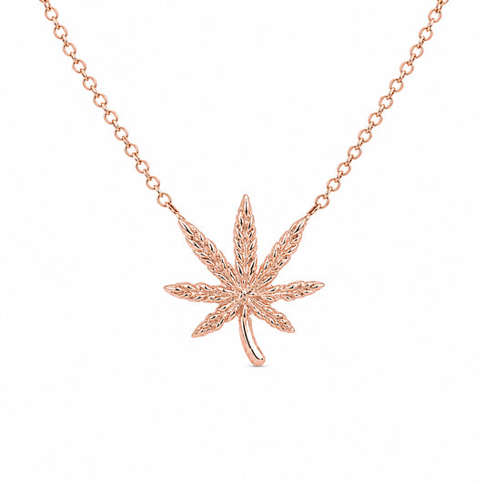 14K Gold Marijuana Leaf Necklace