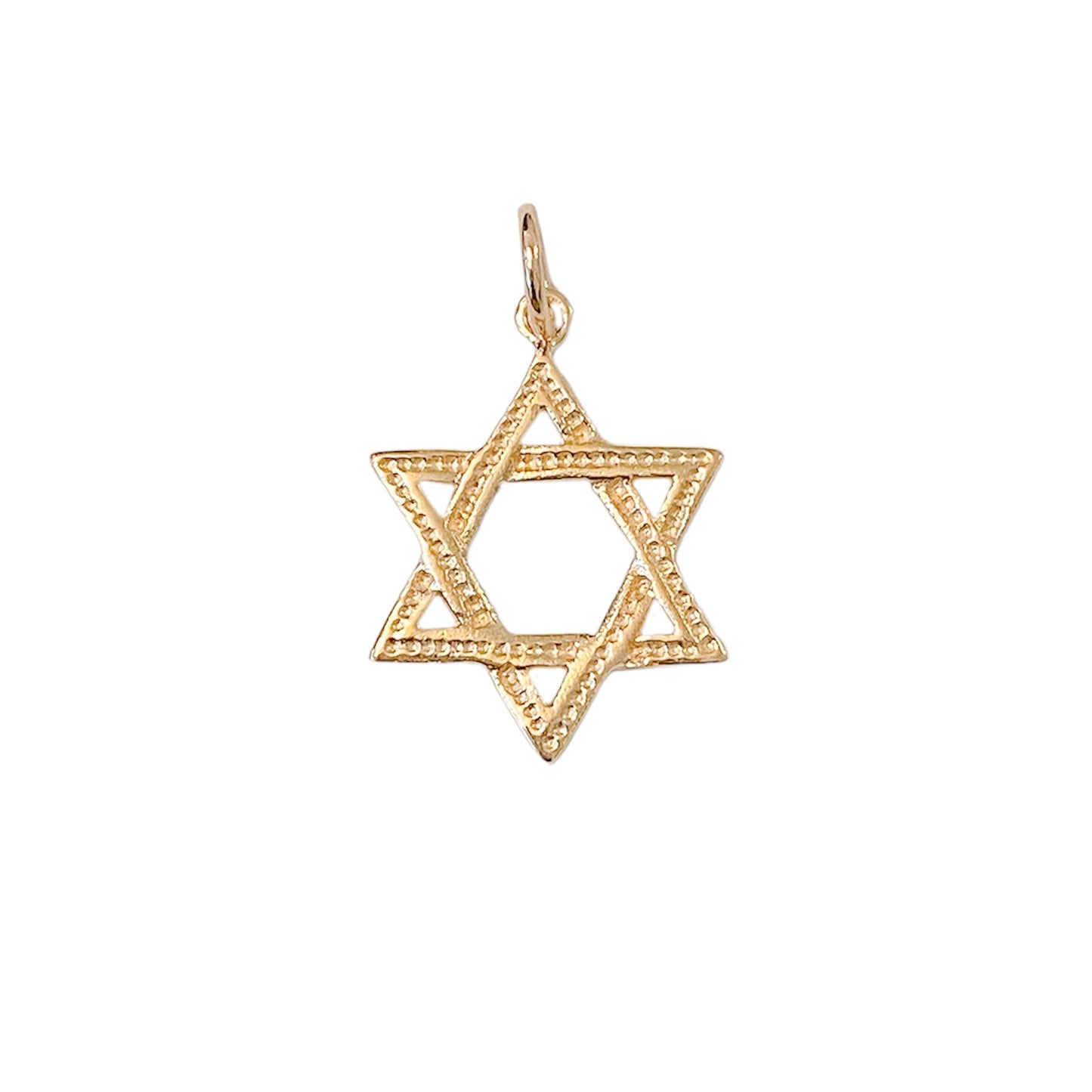 14K Gold Interwoven Star of David Charm Pendant, Small Size