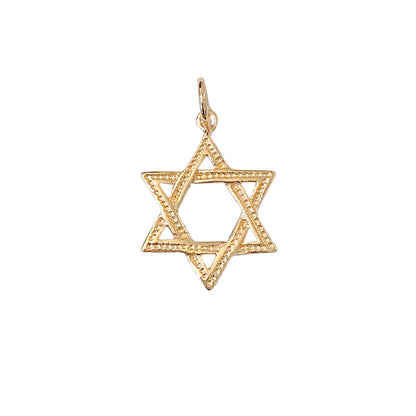 14K Gold Interwoven Star of David Charm Pendant, Small Size