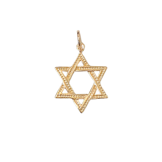14K Gold Interwoven Star of David Charm Pendant, Small Size