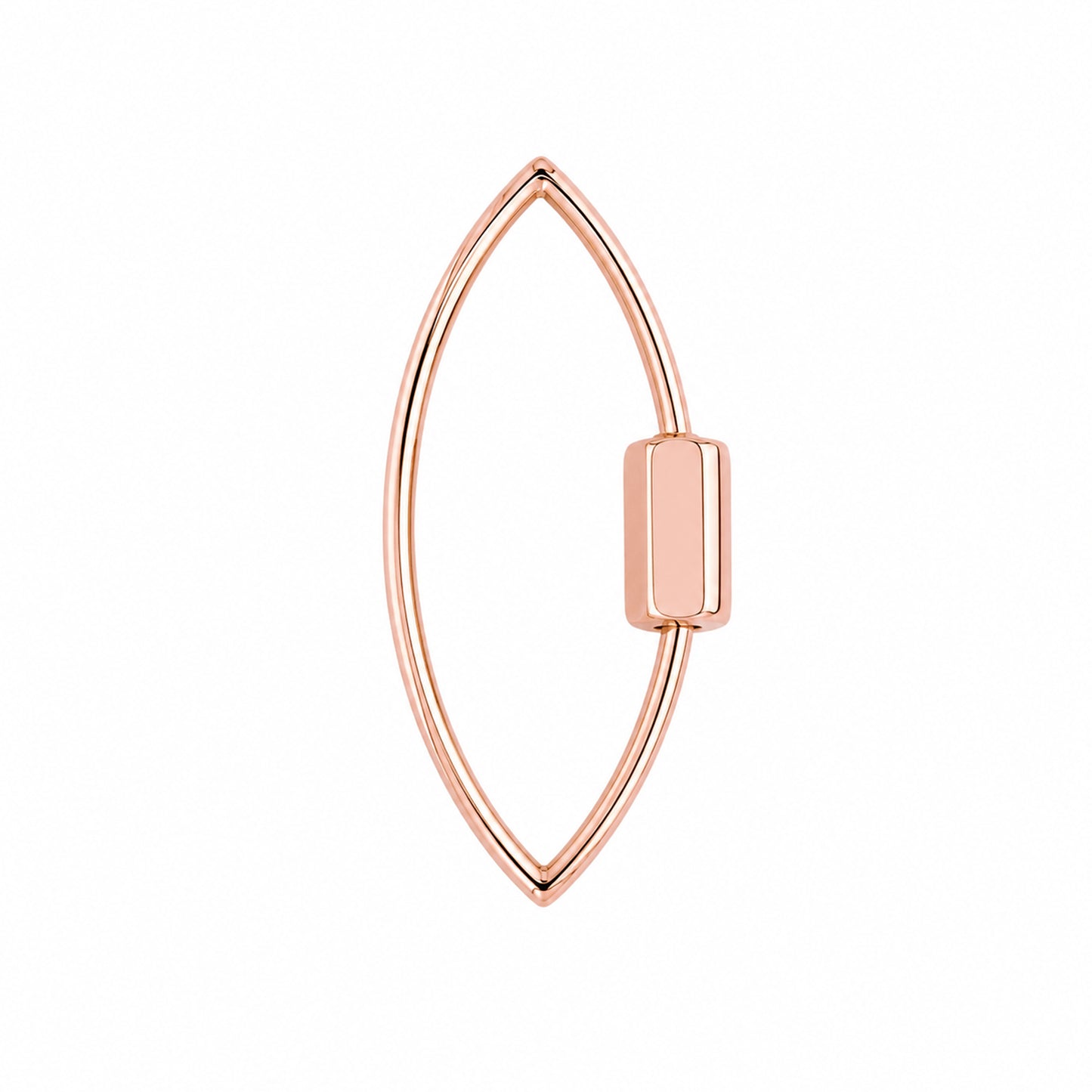 14K Gold Marquise Shaped Carabiner Lock Charm Enhancer