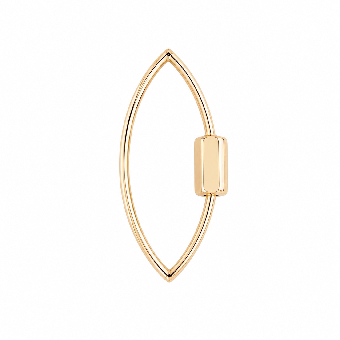 14K Gold Marquise Shaped Carabiner Lock Charm Enhancer