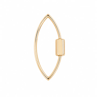 14K Gold Marquise Shaped Carabiner Lock Charm Enhancer