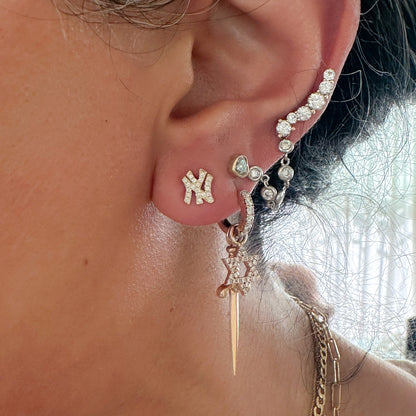 14K Gold Diamond "NY" Initials Stud Earring