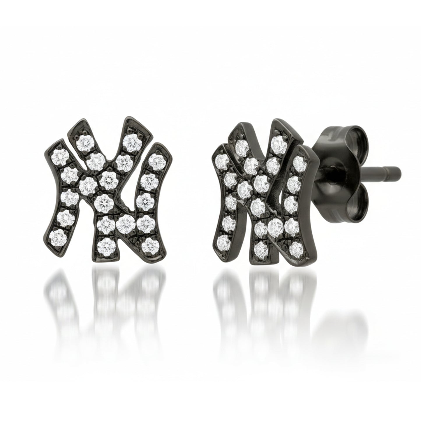 14K Gold Diamond "NY" Initials Stud Earring