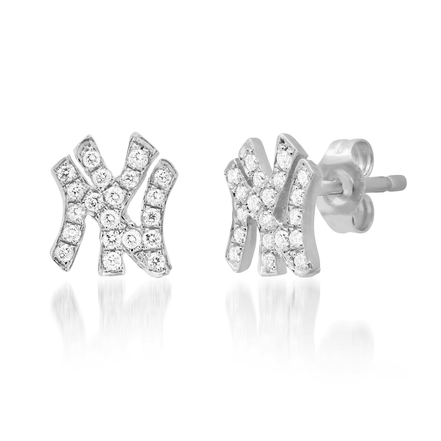 14K Gold Diamond "NY" Initials Stud Earring