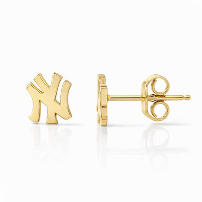 14K Gold "NY" Logo Initials Stud Earring