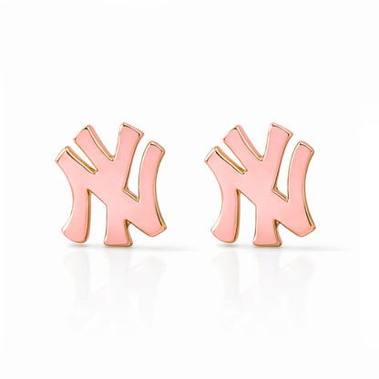 14K Gold "NY" Logo Initials Stud Earring