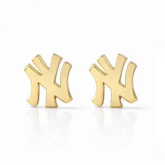 14K Gold "NY" Logo Initials Stud Earring