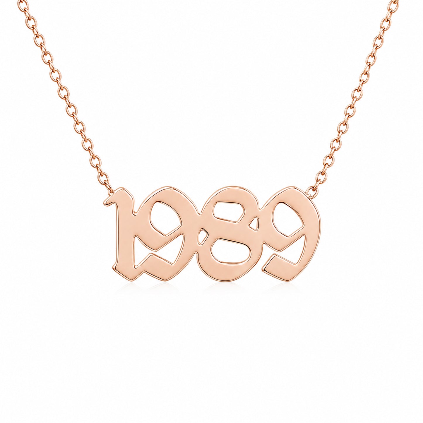 14K Gold Year Plate Pendant Necklace ~ Old English Font