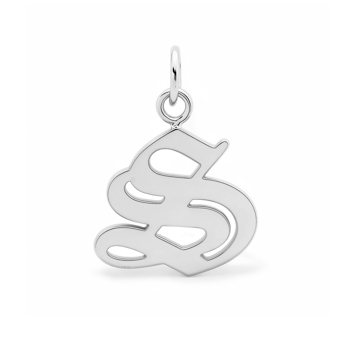 14K Gold Old English Font Initial Charm Pendant, Medium Size