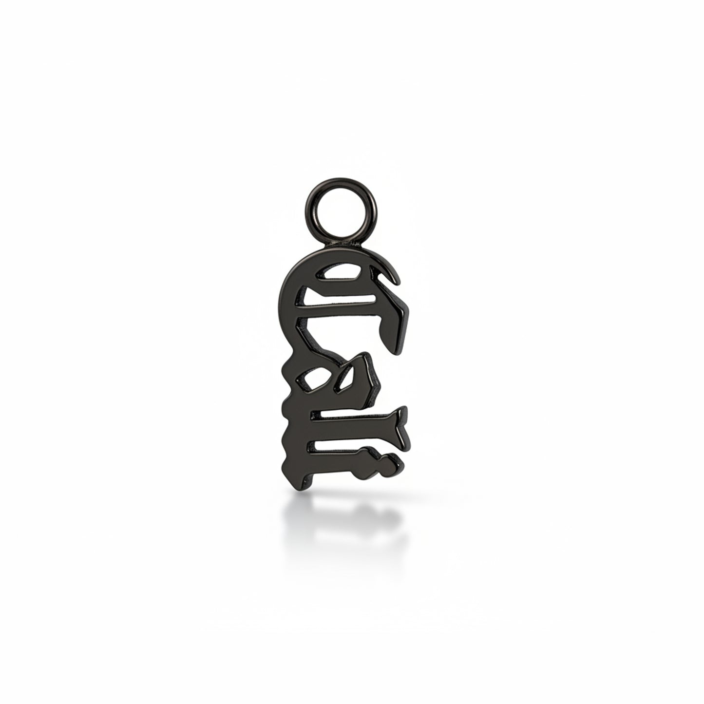 14K Gold Nameplate Earring Hoop Charm, Old English Font