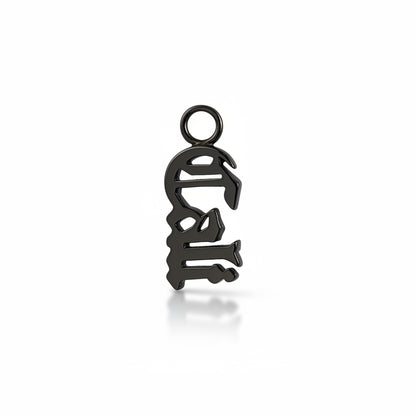 14K Gold Nameplate Earring Hoop Charm, Old English Font