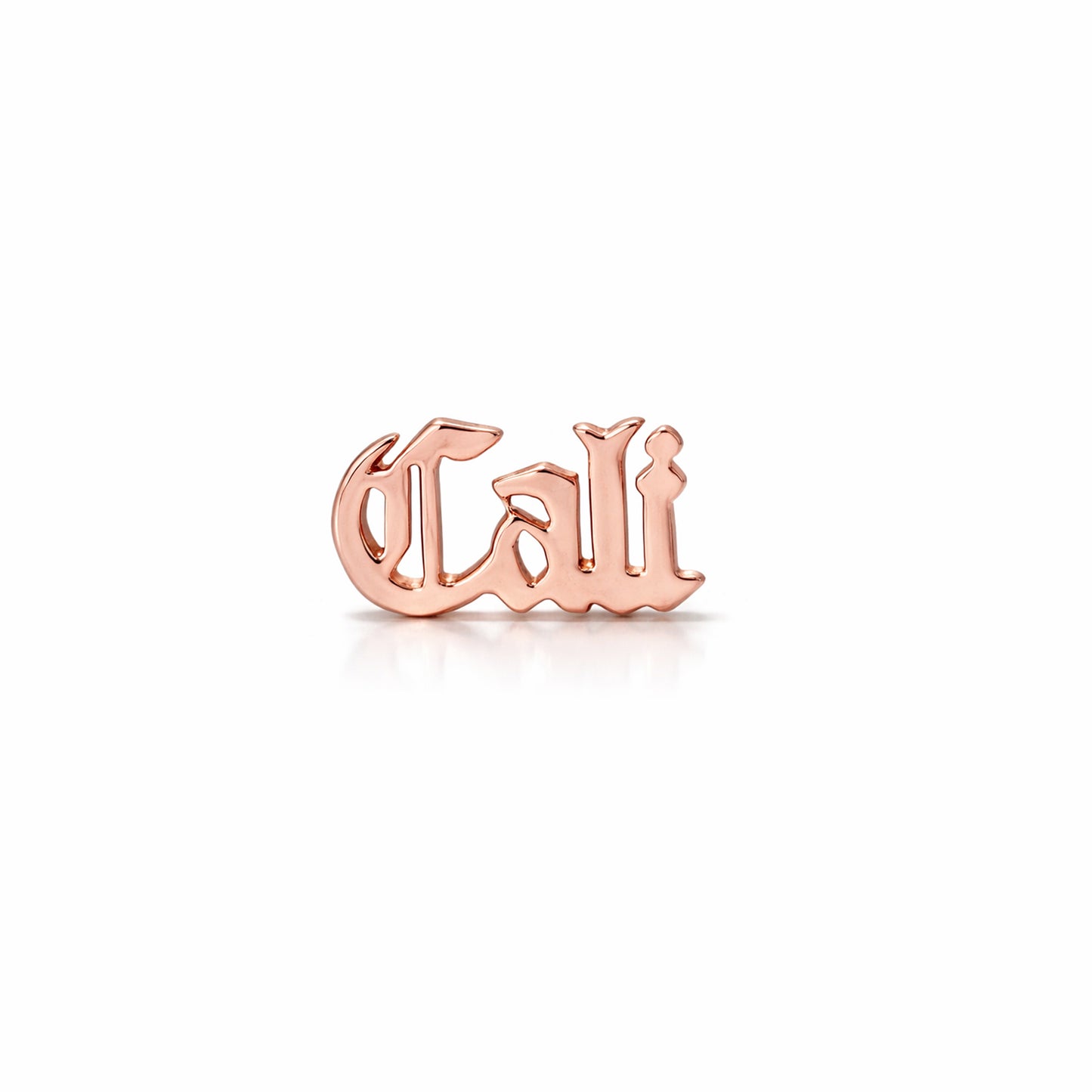 14K Gold Nameplate Stud Earrings, Old English Font