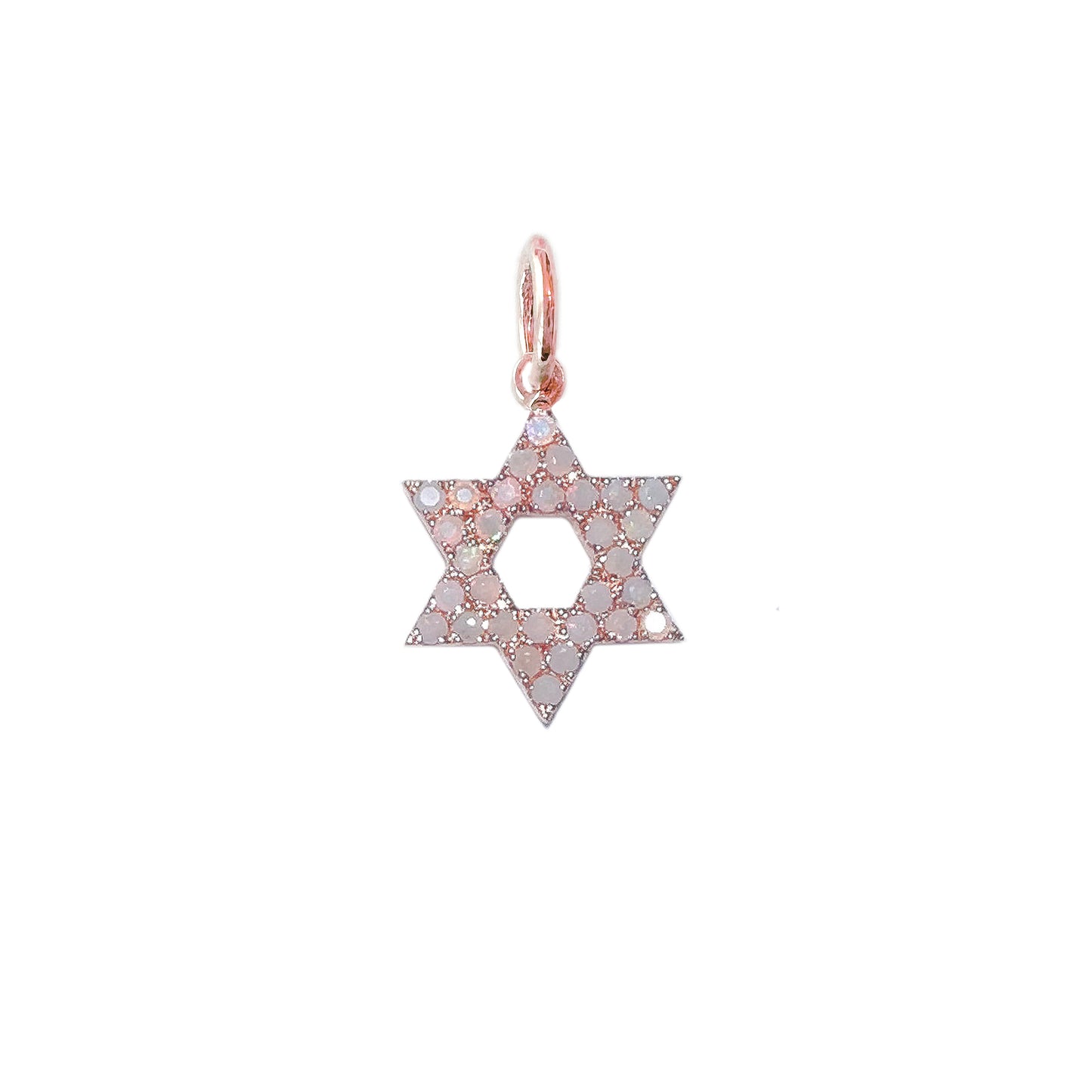 14K Gold Opal Star of David Charm Pendant, XS Size