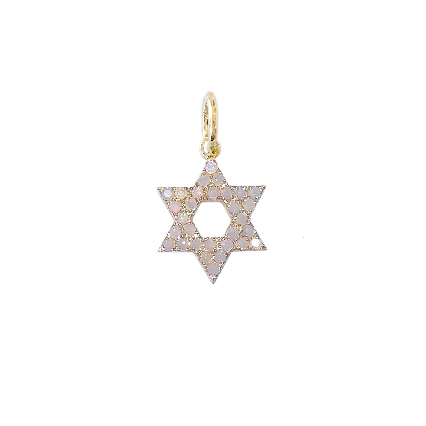 14K Gold Opal Star of David Charm Pendant, XS Size