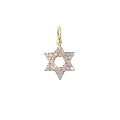 14K Gold Opal Star of David Charm Pendant, XS Size