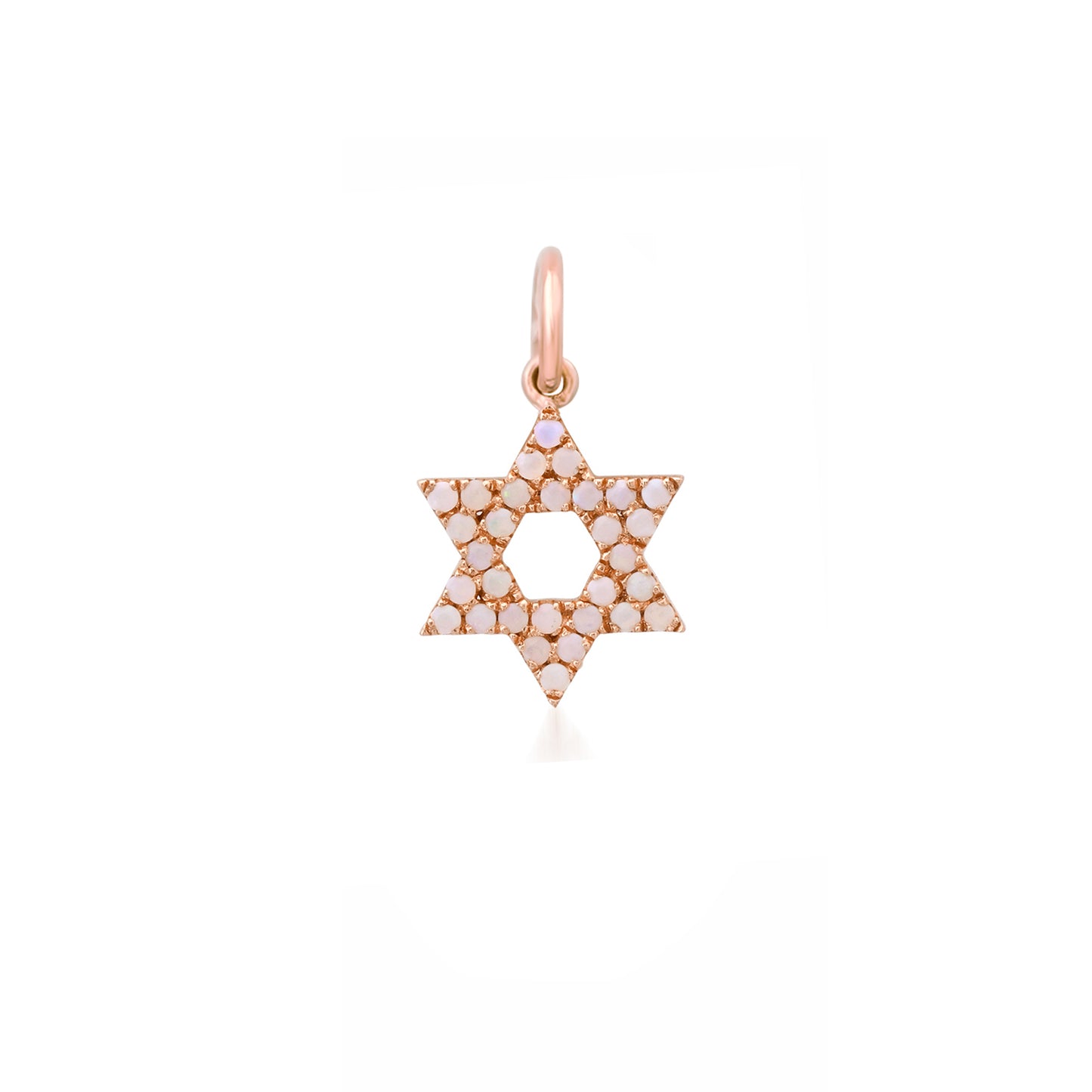 14K Gold Opal Star of David Charm Pendant, XS Size
