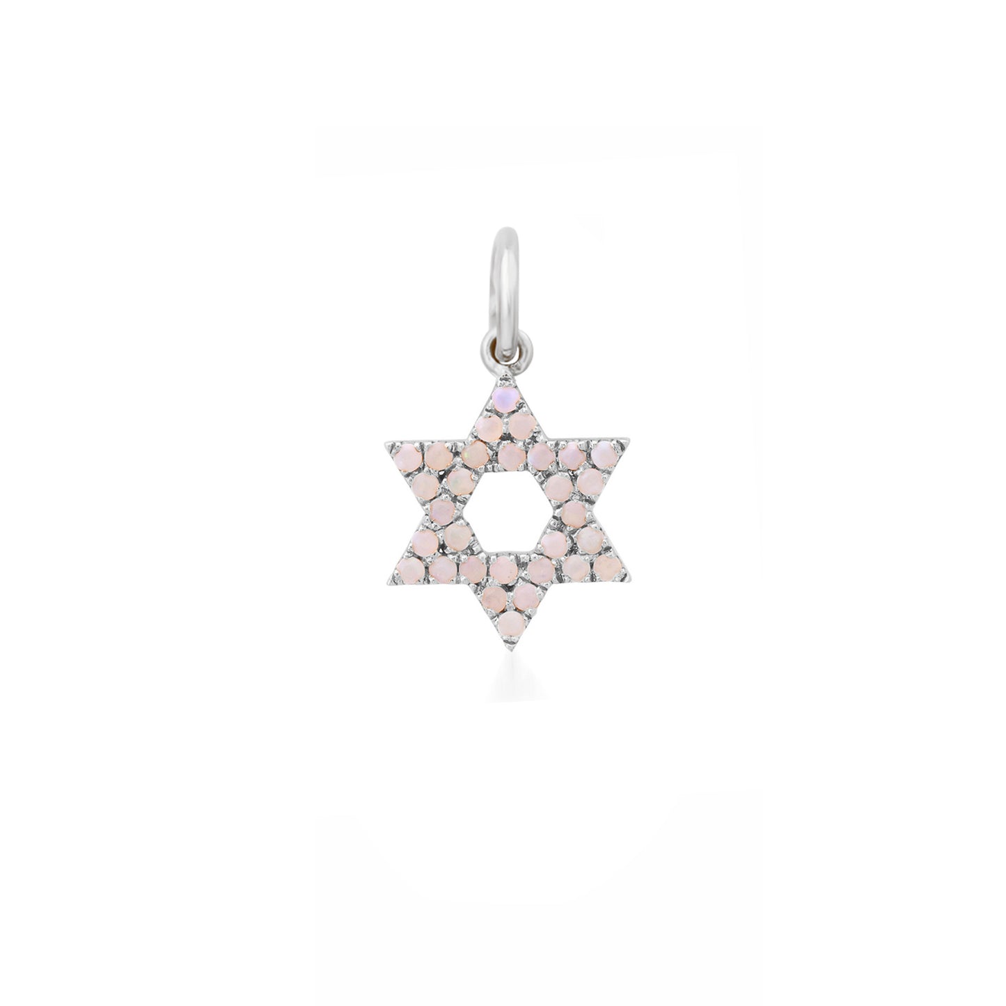 14K Gold Opal Star of David Charm Pendant, XS Size