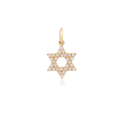14K Gold Opal Star of David Charm Pendant, XS Size