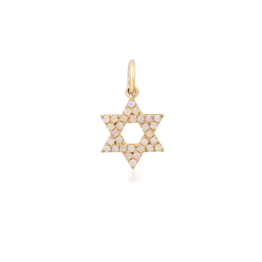 14K Gold Opal Star of David Charm Pendant, XS Size