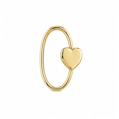 14K Gold Oval Shaped Carabiner Heart Lock Charm Enhancer