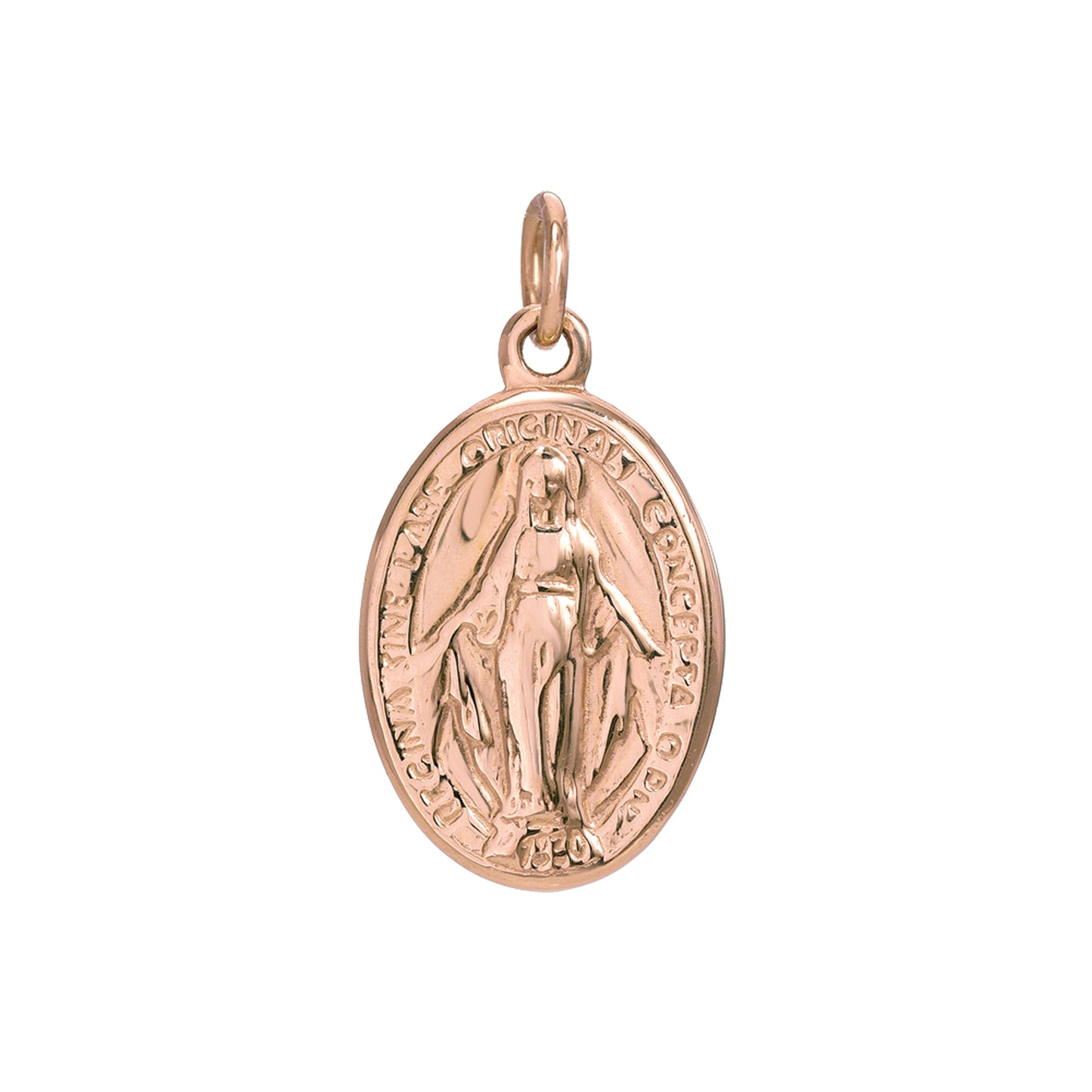 14K Gold Virgin Mary Miraculous Medal Charm Necklace