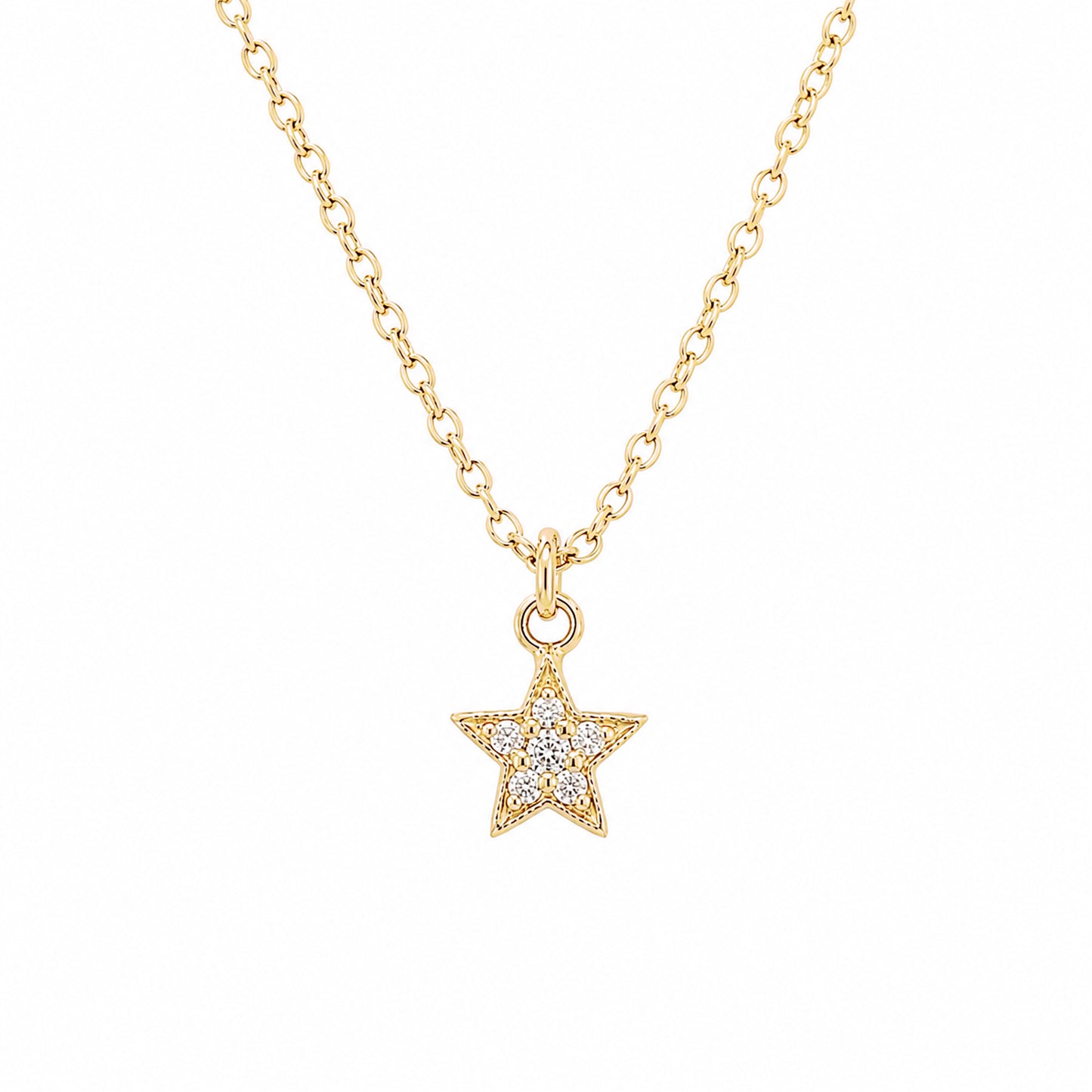 14K Gold Pavé Diamond XS Star Pendant Necklace