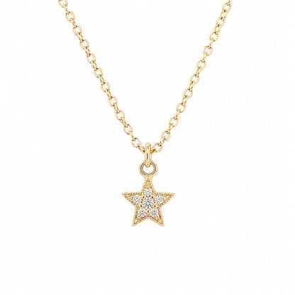 14K Gold Pavé Diamond XS Star Pendant Necklace