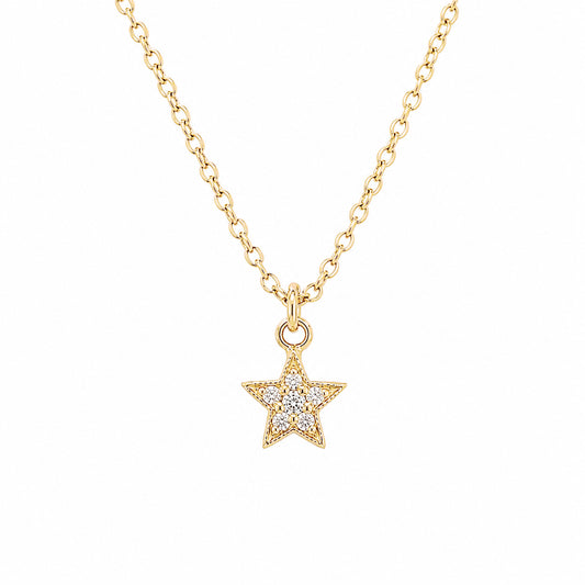 14K Gold Pavé Diamond XS Star Pendant Necklace