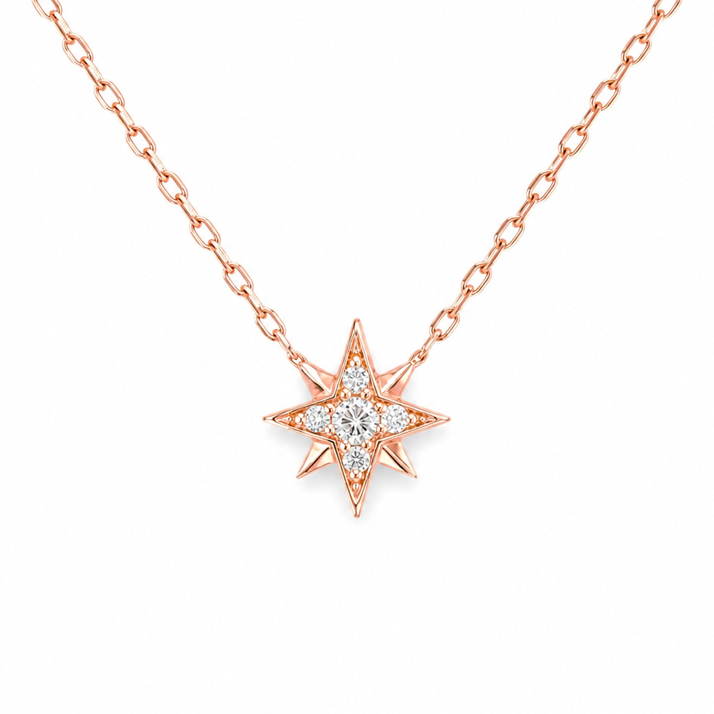14K Gold Pavé Diamond Starburst Pendant Necklace, Small Size